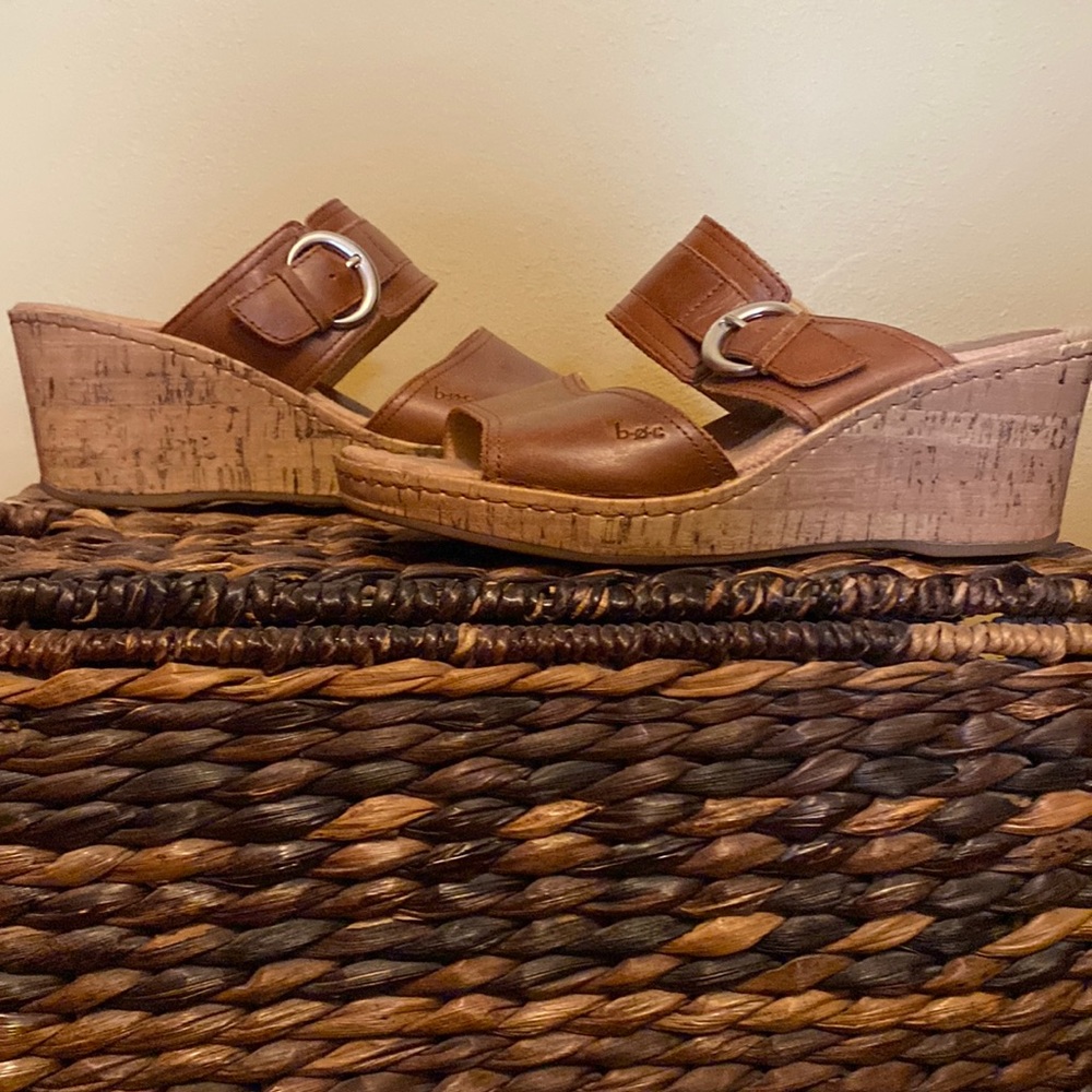 Born Concept leather wedge sandals